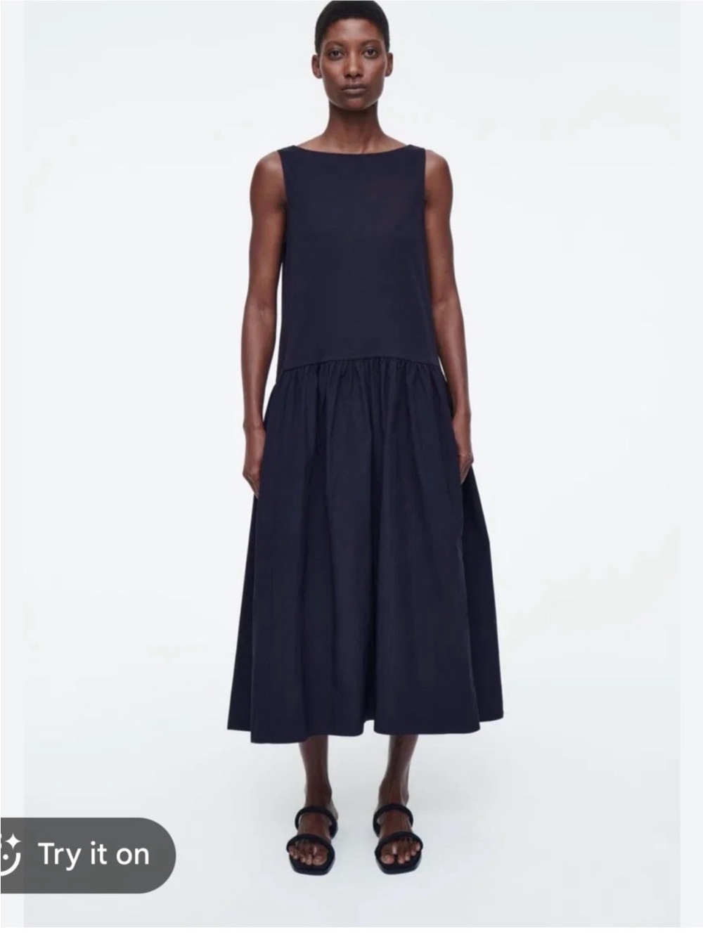 SLEEVELESS DROPPED-WAIST MAXI DRESS
